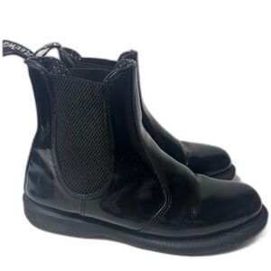 Dr. Martens Women's Flora Leather Chelsea Boot Size 8 Black Rain Boot Patent